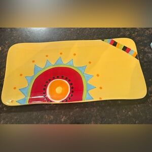 Bella Casa by GANZ Rectangular Serving Platter Colorful Sun Design